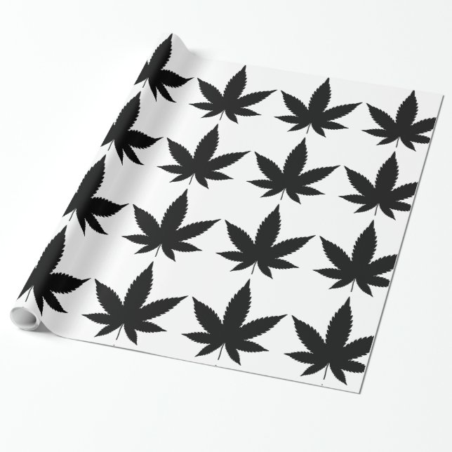 Papel De Presente Weed Leaf Silhouette (Desenrolado)