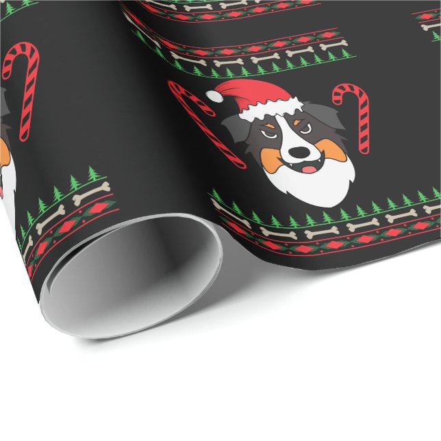 Papel De Presente Weihnachten mit Australian Shepherd Hund (Ponta do rolo)