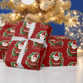 Papel De Presente Weihnachtsmann mit Tannenzweigen -