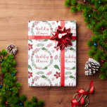 Papel De Presente Welsh Felry Christmas Wreath, Nadolig Llawen<br><div class="desc">O plástico verde e vermelho da coroa de Natal,  com as palavras Feliz Natal em Welsh: Nadolig Llawen.</div>