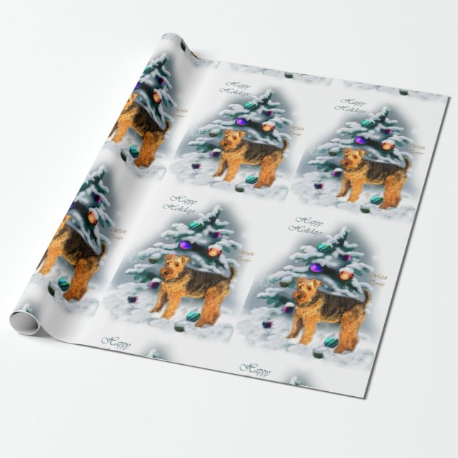 Papel De Presente Welsh Terrier Christmas (Desenrolado)