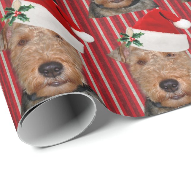 Papel De Presente Welsh Terrier com chapéu de Papai Noel (Ponta do rolo)