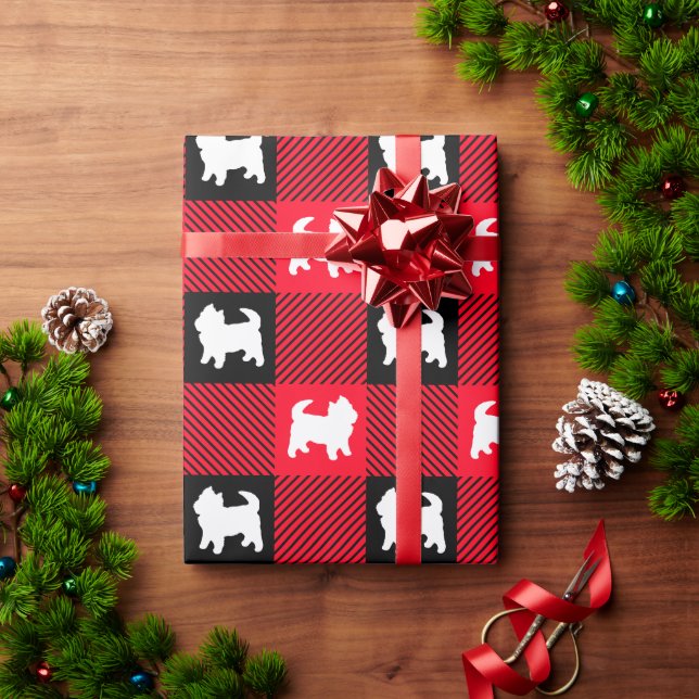 Papel De Presente West Highland Terrier Buffalo Xadrez Westies Wrapp (Presente de Natal)