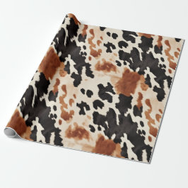 Papel De Presente Western Brown Cream Animal Cowhide