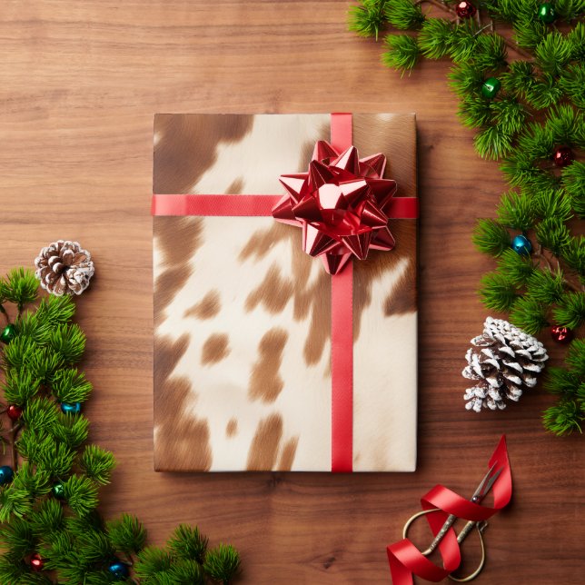 Papel De Presente Western Brown Cream Cowhide (Presente de Natal)