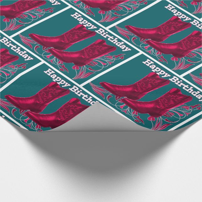 Papel De Presente Western Cowboy Boots Happy Birthday Wrap (Ponta)