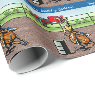 Papel De Presente Western Cowgirl Barrel Racing Personalizado