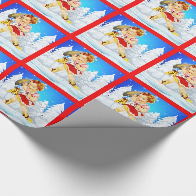 Papel De Presente Western Little Cowgirl Na Cena De Inverno Do Stick (Ponta)