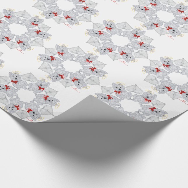 Papel De Presente Westie Anjo Floco de Neve (Ponta)