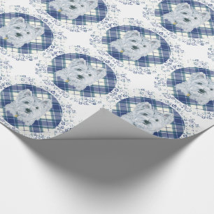 Papel De Presente Westie no Tartan