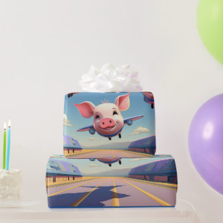 Papel De Presente When Pigs Fly Funny Winged Pigs Airplanes