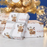 Papel De Presente Whimsic Felry Christmas Deer<br><div class="desc">Veado bonito e capricho e redação que diz Feliz Natal</div>