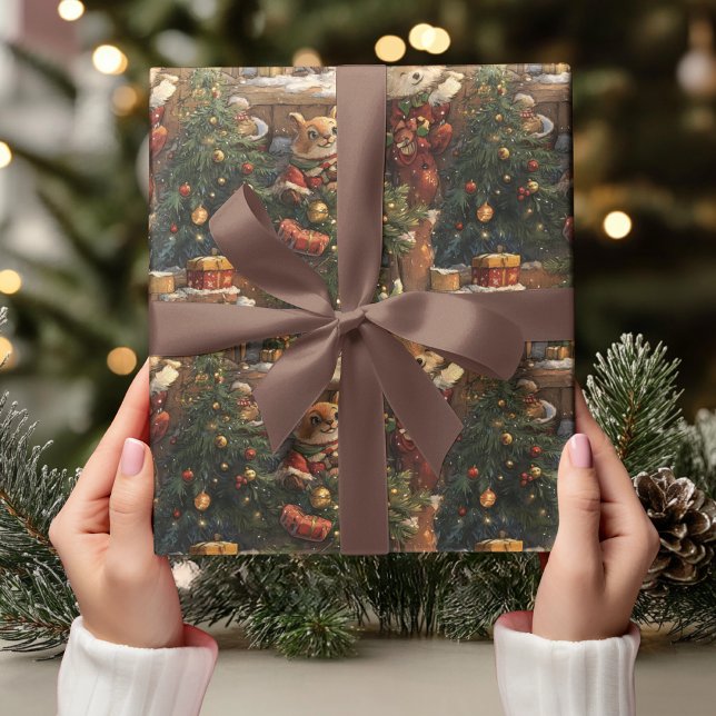 Papel De Presente “Whimsical Animal Christmas (Criador carregado)