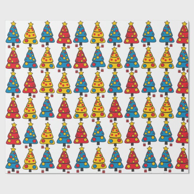 Papel De Presente Whimsical Christmas Trees (Aberto)