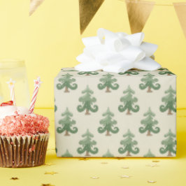 Papel De Presente Whimsical Curvy Christmas Tree Pattern
