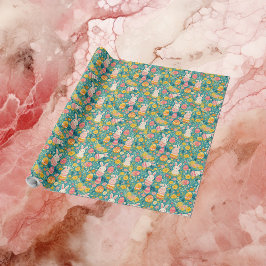 Papel De Presente Whimsical Easter Bunny Spring Meadow Botanical