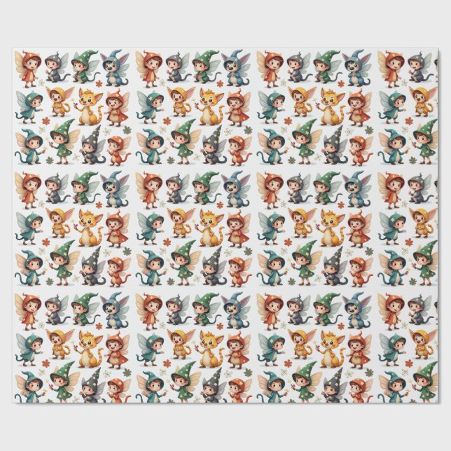 Papel De Presente Whimsical Fairy & Forest Friends Wrapping Paper (Aberto)