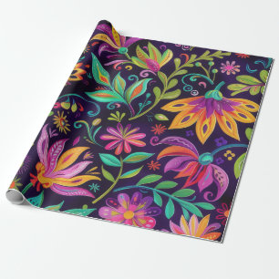 Papel De Presente Whimsical Floral design