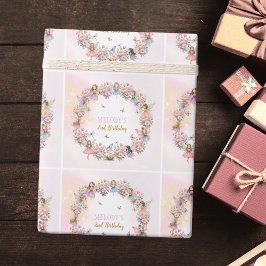 Papel De Presente Whimsical flower fairy garden 2nd birthday 