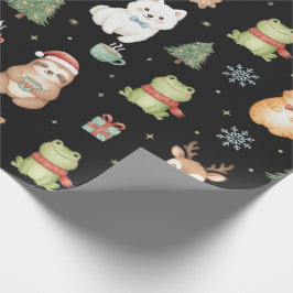 Papel De Presente Whimsical Holiday Critters Festive Gift Wrap