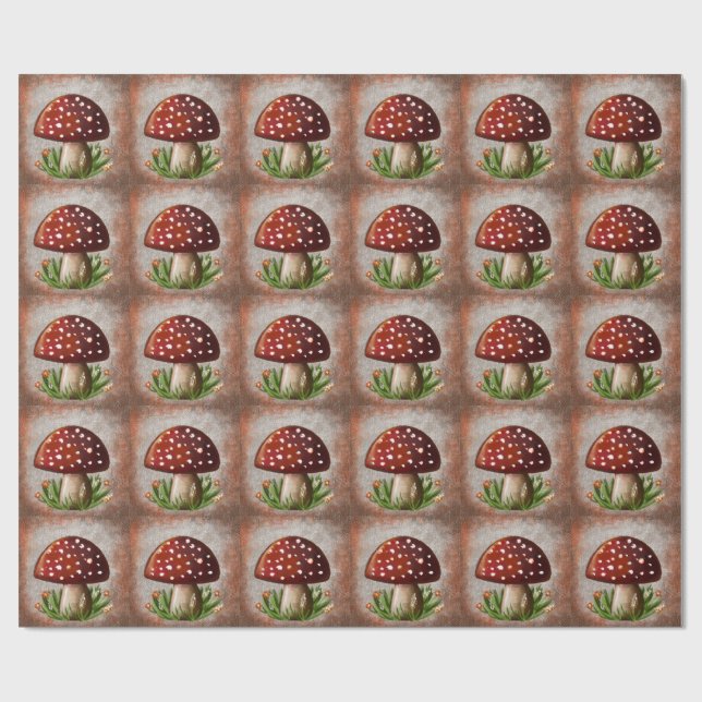 Papel De Presente Whimsical Mushroom & Fungi Motif – Nature-Inspired (Aberto)