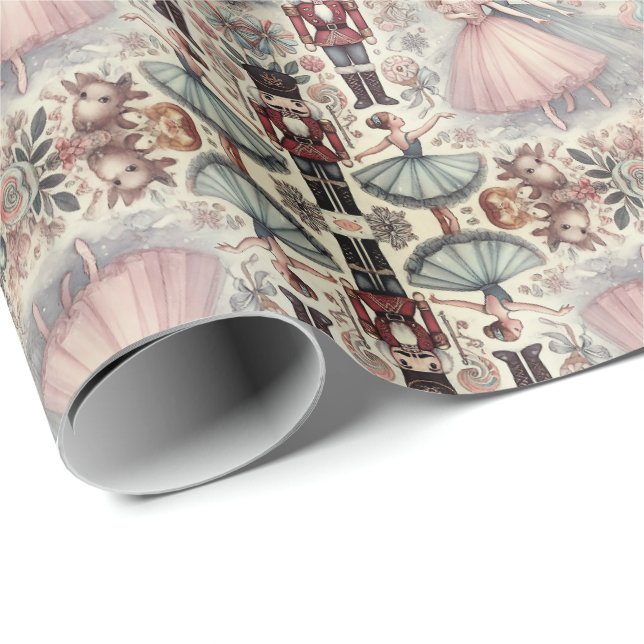 Papel De Presente Whimsical Nutcracker Tale em Watercolor (Ponta do rolo)