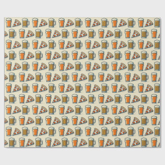 Papel De Presente Whimsical Pizza and Beer Pattern