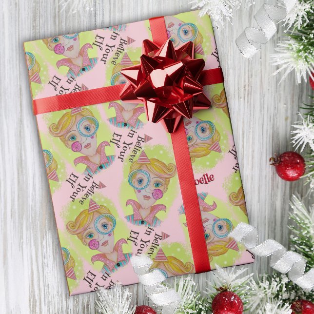 Papel De Presente Whimsical Quirky Elf Retro Natal (Criador carregado)