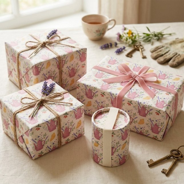 Papel De Presente Whimsical Tea Time Doodle Wrapping Paper (Criador carregado)