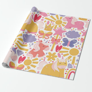 Papel De Presente Whimsical Unicorn Wonderland