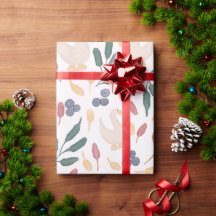 Whimsical Watercolor Geese & Wildflowers Wrapping 