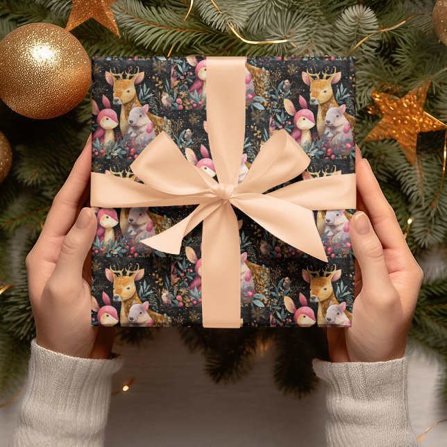Papel De Presente Whimsical Wild Animals Christmas Wrapping Paper (Criador carregado)