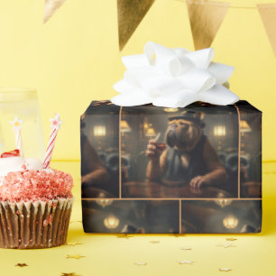 Papel De Presente Whiskey Bebendo Bulldog No 1920 Speakeasy