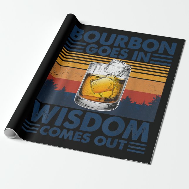 Papel De Presente Whiskey Bourbon entra na sabedoria sai (Desenrolado)