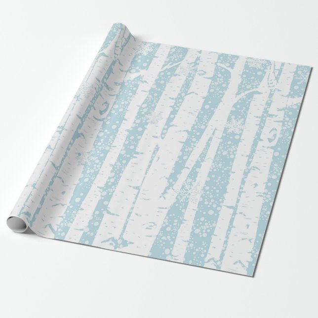 Papel De Presente White Birch no Blue Wrappaper (Desenrolado)