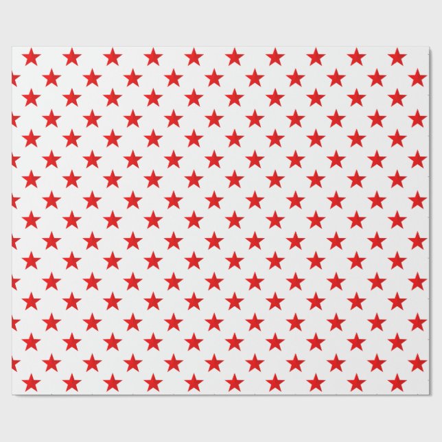 Papel De Presente White Bright Red Stars (Aberto)