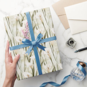 Papel De Presente White Calla Lily Floral Chá de panela