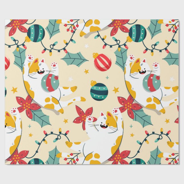 Papel De Presente White Cats Wrapping Paper (Aberto)