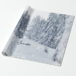 Papel De Presente White Christmas Forest Snow Winter Wrapping Paper<br><div class="desc">A cool Christmas wrapping paper with a winter snowy forest to elevate your gift wrapping to a new level and add some personality to your gifts,  making them stand out and leaving your recipients feeling loved and appreciated. Personalize the name to your liking or delete it.</div>