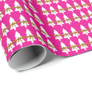 Papel De Presente White Christmas Tres Wraping Paper Hot Pink