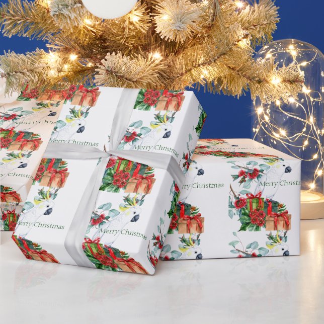 Papel De Presente White Cockatoo Apresenta Feliz Natal (Feriados)