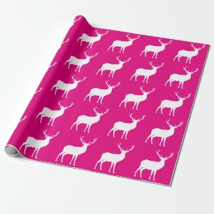 Papel De Presente White Deer on Pink Wrappaper