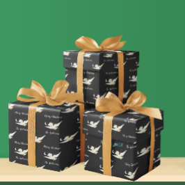 Papel De Presente White Dove Stars Lua Feliz Natal Seu Nome