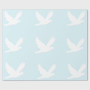 Papel De Presente White Doves on Blue Wrappaper