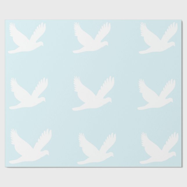 Papel De Presente White Doves on Blue Wrappaper (Aberto)