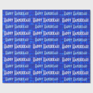 Papel De Presente White e Blue Xadrez Wrappaper do Hanukkah