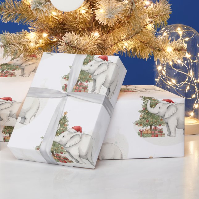 Papel De Presente White Elephant Party Christmas Wrapping Paper (Feriados)