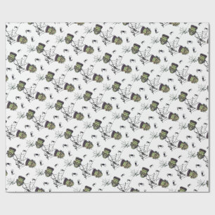 Papel De Presente 🤍 White Frankenstein Halloween Wrap 💀 🎁