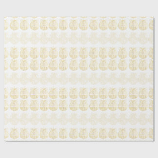 Papel De Presente White Gift Wrap with Gold Ornaments 