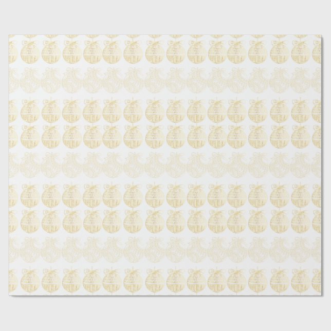 Papel De Presente White Gift Wrap with Gold Ornaments  (Aberto)